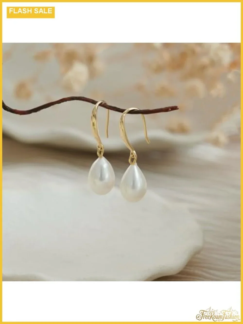 Gold Plated Pearl Hoop Huggie Earrings Hypoallergenic Drop Dangle
